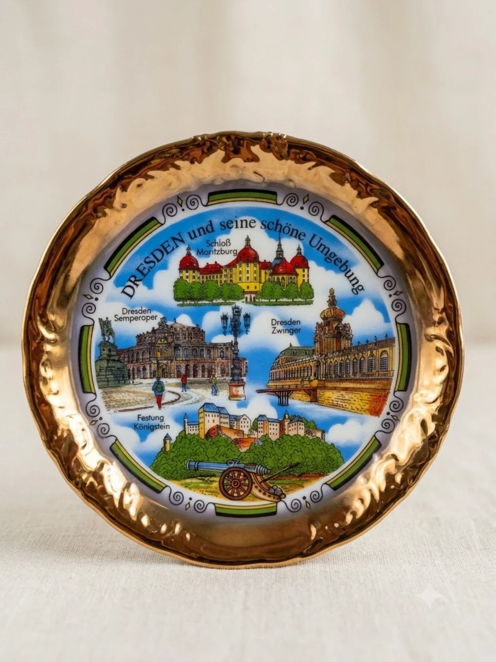TITLE: Vintage Dresden Porcelain Souvenir Plate Schloß Moritzburg Germany 7